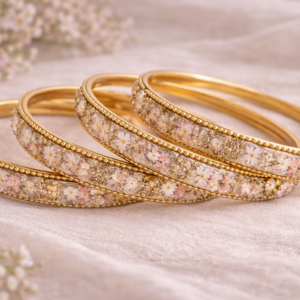Golden Garden Resin Bangle Set (Set of 4)