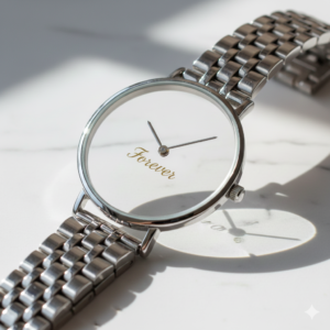 "Forever" Script Minimalist Watch (Silver)