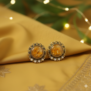 Vintage Rose Antique Stud Earrings