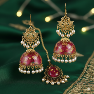 Heritage Jhumka Traditional Earrings with Tika Set