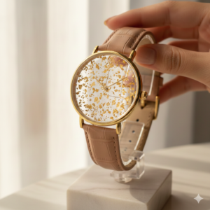 Golden Petals Leather Watch