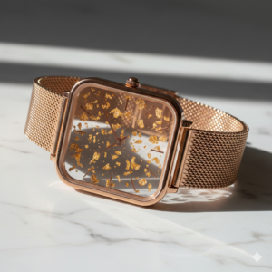 Gold Glitter Cascade Resin Watch